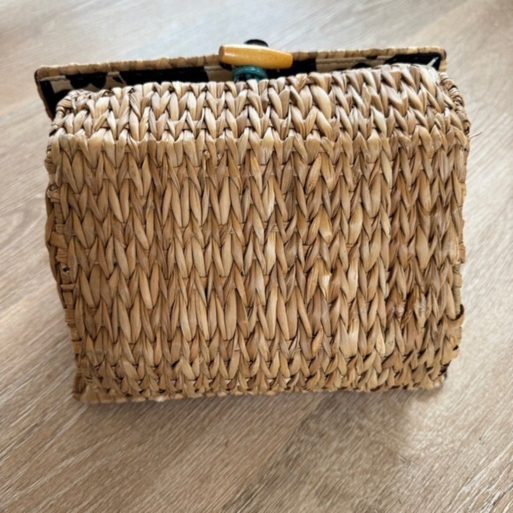 Kate Spade New York blue bird birdhouse maya wicker raffia handbag blue bird - Picture 7 of 11